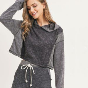2 Piece Fleece & Waffle Knit Lounge Set- Gray